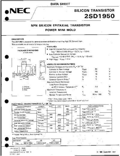 NEC 2sd1950  . Electronic Components Datasheets Active components Transistors NEC 2sd1950.pdf