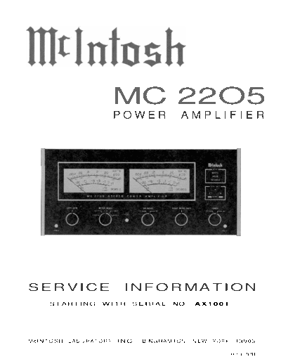 Mc INTOSH hfe mcintosh mc2205 service ax1001  . Rare and Ancient Equipment Mc INTOSH Audio MC2205 hfe_mcintosh_mc2205_service_ax1001.pdf