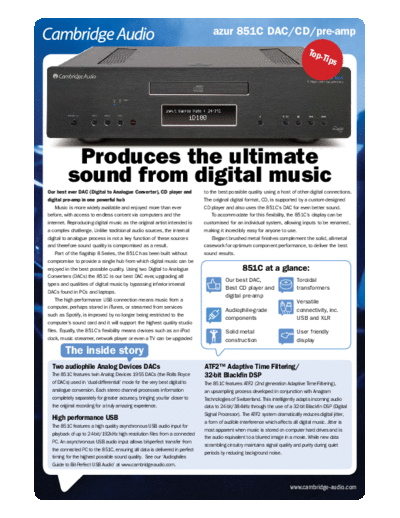 CAMBRIDGE hfe   audio azur 851c brochure en  . Rare and Ancient Equipment CAMBRIDGE Audio Audio Azur 851C hfe_cambridge_audio_azur_851c_brochure_en.pdf