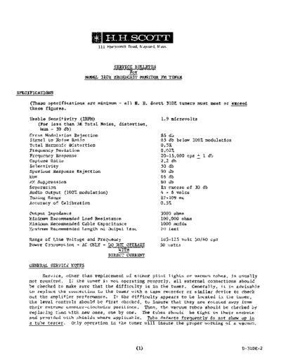 HH SCOTT hfe   310e service bulletin  . Rare and Ancient Equipment HH SCOTT Audio 310E hfe_hh_scott_310e_service_bulletin.pdf