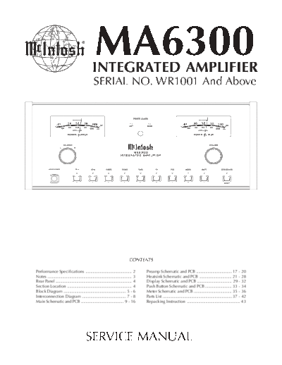 Mc INTOSH hfe mcintosh ma6300 service wr1001 en  . Rare and Ancient Equipment Mc INTOSH Audio MA6300 hfe_mcintosh_ma6300_service_wr1001_en.pdf