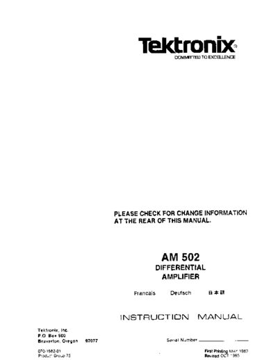 Tektronix 070-1582-01 AM502 Oct86  Tektronix tm500 070-1582-01_AM502_Oct86.pdf