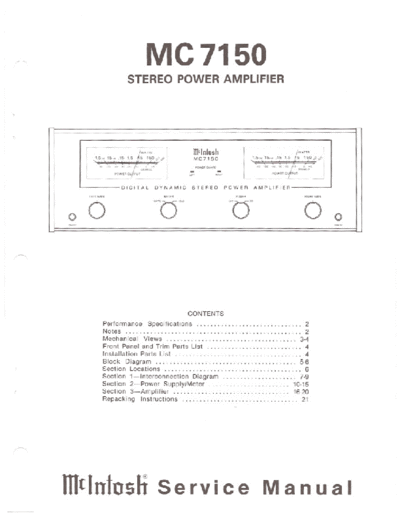 Mc INTOSH hfe mcintosh mc7150 service en  . Rare and Ancient Equipment Mc INTOSH Audio MC7150 hfe_mcintosh_mc7150_service_en.pdf