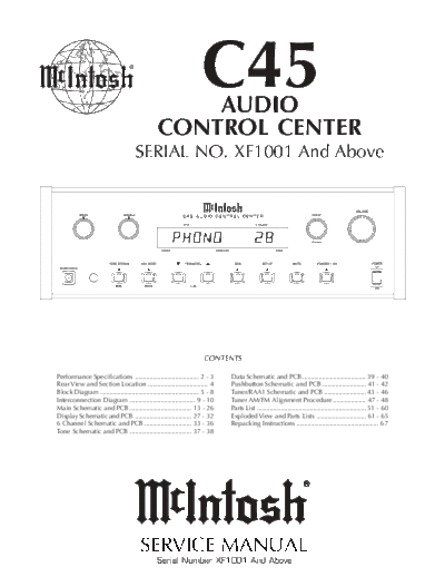 Mc INTOSH hfe mcintosh c45 service xf1001 on  . Rare and Ancient Equipment Mc INTOSH Audio C45 hfe_mcintosh_c45_service_xf1001_on.pdf