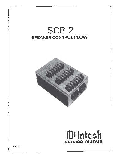 Mc INTOSH hfe mcintosh scr2 service en  . Rare and Ancient Equipment Mc INTOSH Audio SCR2 hfe_mcintosh_scr2_service_en.pdf