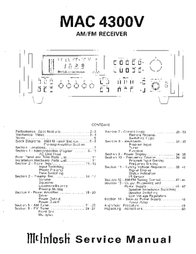 Mc INTOSH hfe mcintosh mac4300v service  . Rare and Ancient Equipment Mc INTOSH Audio MAC4300V hfe_mcintosh_mac4300v_service.pdf