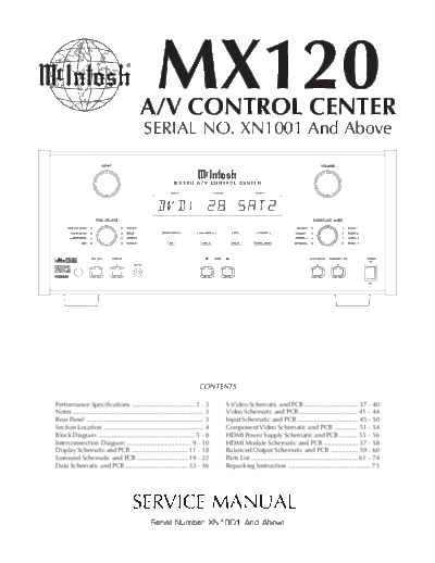 Mc INTOSH hfe mcintosh mx120 service prelim xn1001 en  . Rare and Ancient Equipment Mc INTOSH Audio MX120 hfe_mcintosh_mx120_service_prelim_xn1001_en.pdf