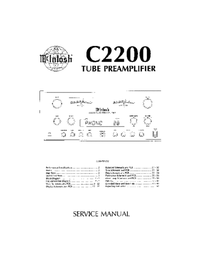 Mc INTOSH hfe mcintosh c2200 service en  . Rare and Ancient Equipment Mc INTOSH Audio C2200 hfe_mcintosh_c2200_service_en.pdf