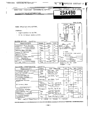 Toshiba 2sa490  . Electronic Components Datasheets Active components Transistors Toshiba 2sa490.pdf