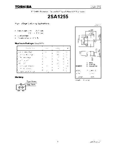 Toshiba 2sa1255  . Electronic Components Datasheets Active components Transistors Toshiba 2sa1255.pdf