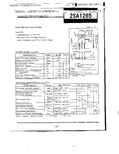 Toshiba 2sa1265  . Electronic Components Datasheets Active components Transistors Toshiba 2sa1265.pdf