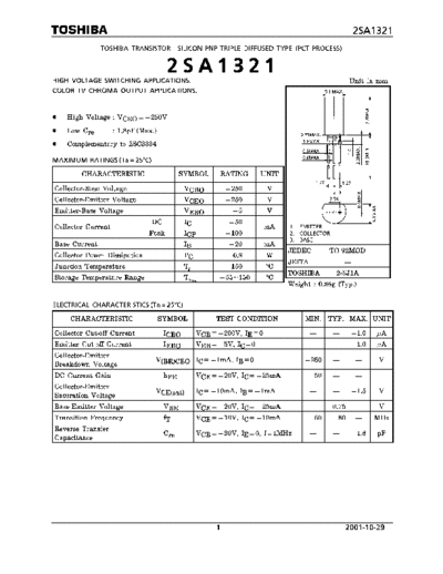 Toshiba 2sa1321  . Electronic Components Datasheets Active components Transistors Toshiba 2sa1321.pdf