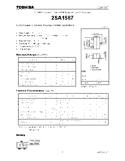 . Electronic Components Datasheets 2sa1587  . Electronic Components Datasheets Active components Transistors Toshiba 2sa1587.pdf