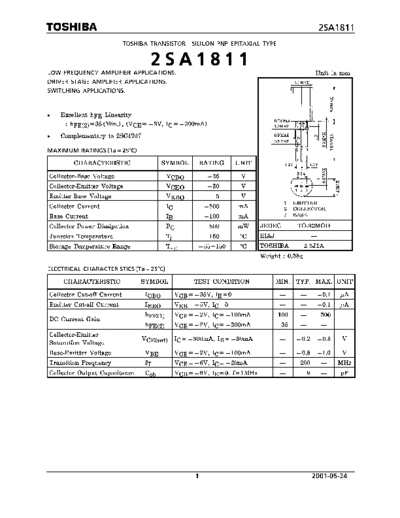 Toshiba 2sa1811  . Electronic Components Datasheets Active components Transistors Toshiba 2sa1811.pdf