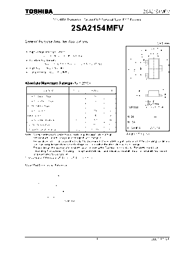 Toshiba 2sa2154mfv 071101  . Electronic Components Datasheets Active components Transistors Toshiba 2sa2154mfv_071101.pdf