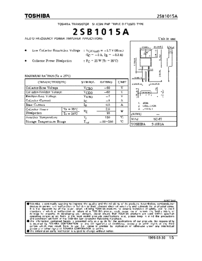 Toshiba 2sb1015  . Electronic Components Datasheets Active components Transistors Toshiba 2sb1015.pdf