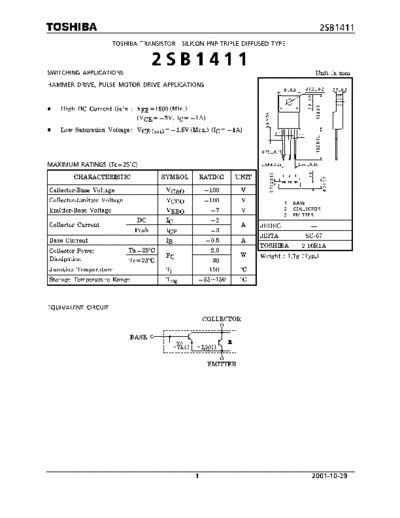 Toshiba 2sb1411  . Electronic Components Datasheets Active components Transistors Toshiba 2sb1411.pdf