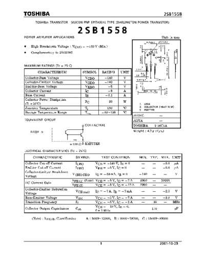 Toshiba 2sb1558  . Electronic Components Datasheets Active components Transistors Toshiba 2sb1558.pdf
