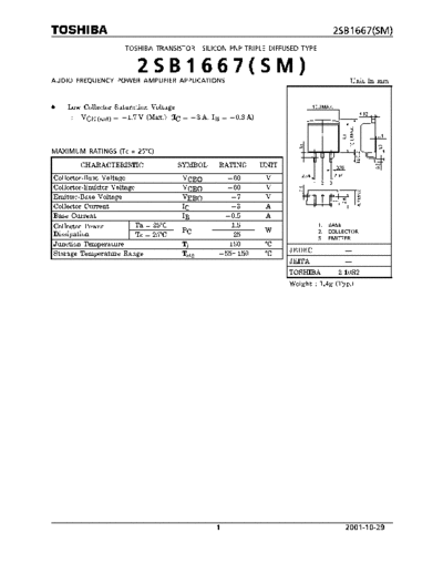Toshiba 2sb1667  . Electronic Components Datasheets Active components Transistors Toshiba 2sb1667.pdf