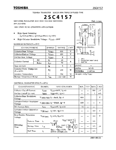 Toshiba 2sc4157  . Electronic Components Datasheets Active components Transistors Toshiba 2sc4157.pdf