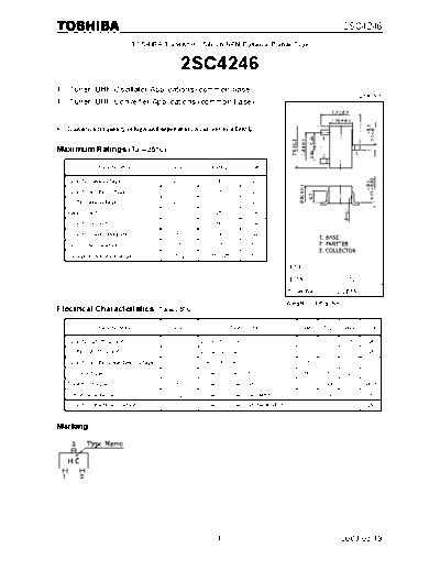 Toshiba 2sc4246  . Electronic Components Datasheets Active components Transistors Toshiba 2sc4246.pdf