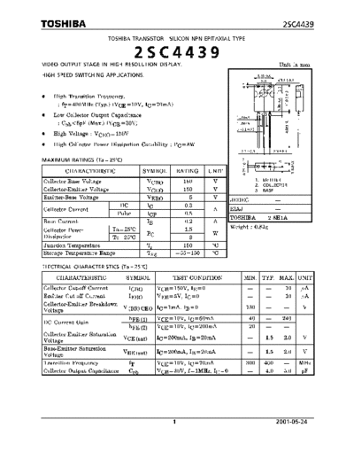 Toshiba 2sc4439  . Electronic Components Datasheets Active components Transistors Toshiba 2sc4439.pdf