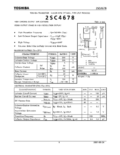 Toshiba 2sc4678  . Electronic Components Datasheets Active components Transistors Toshiba 2sc4678.pdf