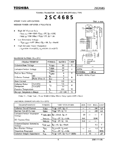 Toshiba 2sc4685  . Electronic Components Datasheets Active components Transistors Toshiba 2sc4685.pdf