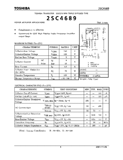 Toshiba 2sc4689  . Electronic Components Datasheets Active components Transistors Toshiba 2sc4689.pdf