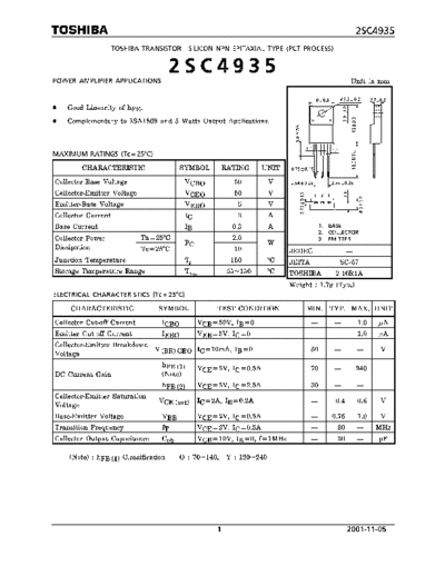 Toshiba 2sc4935  . Electronic Components Datasheets Active components Transistors Toshiba 2sc4935.pdf