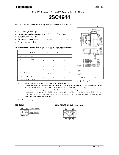 Toshiba 2sc4944  . Electronic Components Datasheets Active components Transistors Toshiba 2sc4944.pdf