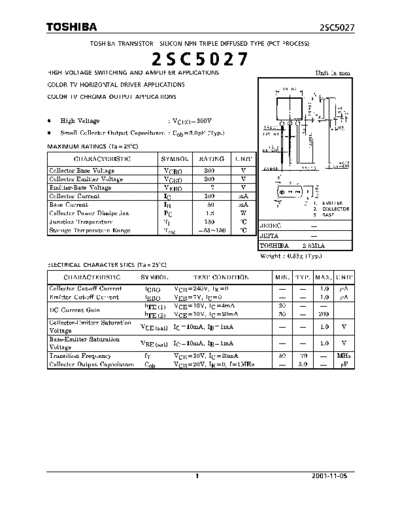 Toshiba 2sc5027  . Electronic Components Datasheets Active components Transistors Toshiba 2sc5027.pdf
