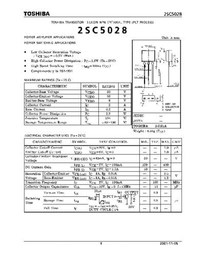 Toshiba 2sc5028  . Electronic Components Datasheets Active components Transistors Toshiba 2sc5028.pdf