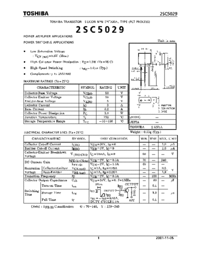 Toshiba 2sc5029  . Electronic Components Datasheets Active components Transistors Toshiba 2sc5029.pdf