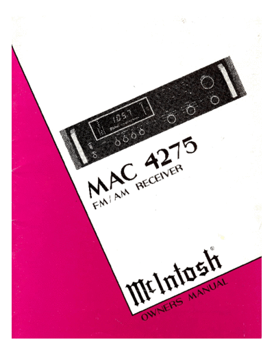 Mc INTOSH hfe mcintosh mac4275 en  . Rare and Ancient Equipment Mc INTOSH Audio MAC4275 hfe_mcintosh_mac4275_en.pdf