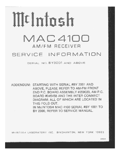 Mc INTOSH hfe mcintosh mac 4100 by3001 service  . Rare and Ancient Equipment Mc INTOSH Audio MAC4100 hfe_mcintosh_mac_4100_by3001_service.pdf