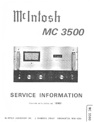 Mc INTOSH mc3500 sm  . Rare and Ancient Equipment Mc INTOSH Audio MC3500 mc3500_sm.pdf