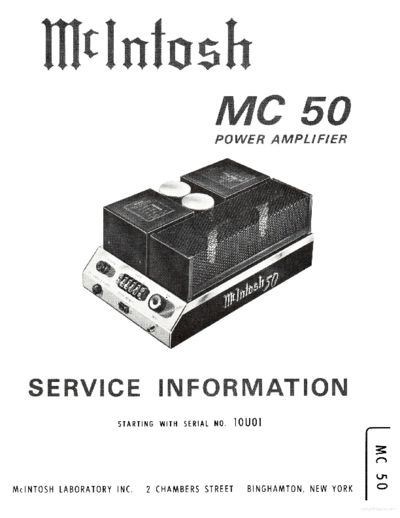Mc INTOSH hfe mcintosh mc50 service info 10u01 en  . Rare and Ancient Equipment Mc INTOSH Audio MC50 hfe_mcintosh_mc50_service_info_10u01_en.pdf