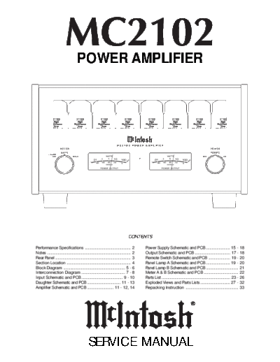 Mc INTOSH hfe mcintosh mc2102 service  . Rare and Ancient Equipment Mc INTOSH Audio MC2102 hfe_mcintosh_mc2102_service.pdf