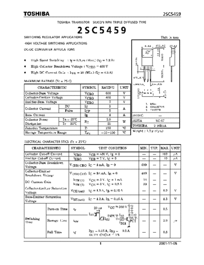 Toshiba 2sc5459  . Electronic Components Datasheets Active components Transistors Toshiba 2sc5459.pdf