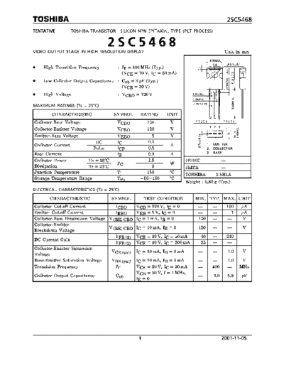 Toshiba 2sc5468  . Electronic Components Datasheets Active components Transistors Toshiba 2sc5468.pdf