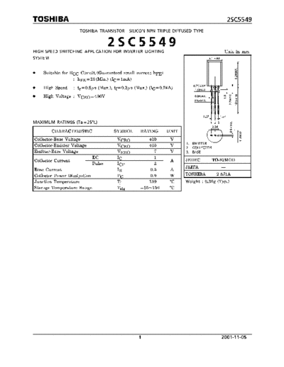 Toshiba 2sc5549  . Electronic Components Datasheets Active components Transistors Toshiba 2sc5549.pdf