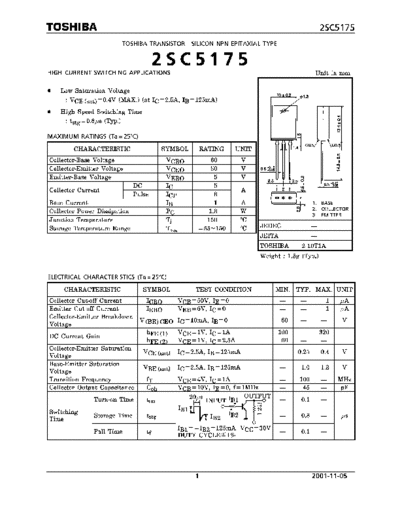 Toshiba 2sc5175  . Electronic Components Datasheets Active components Transistors Toshiba 2sc5175.pdf