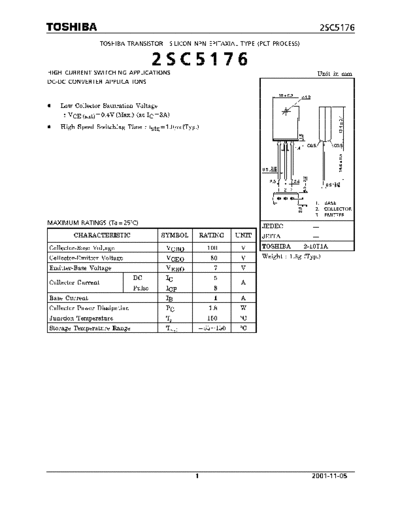 Toshiba 2sc5176  . Electronic Components Datasheets Active components Transistors Toshiba 2sc5176.pdf