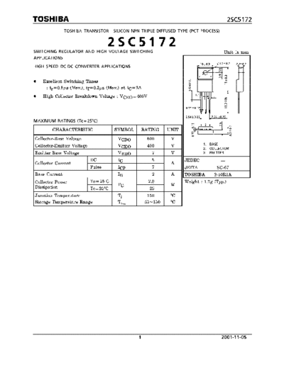 Toshiba 2sc5172  . Electronic Components Datasheets Active components Transistors Toshiba 2sc5172.pdf