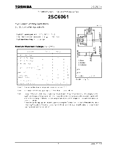 Toshiba 2sc6061  . Electronic Components Datasheets Active components Transistors Toshiba 2sc6061.pdf