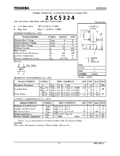 Toshiba 2sc5324  . Electronic Components Datasheets Active components Transistors Toshiba 2sc5324.pdf