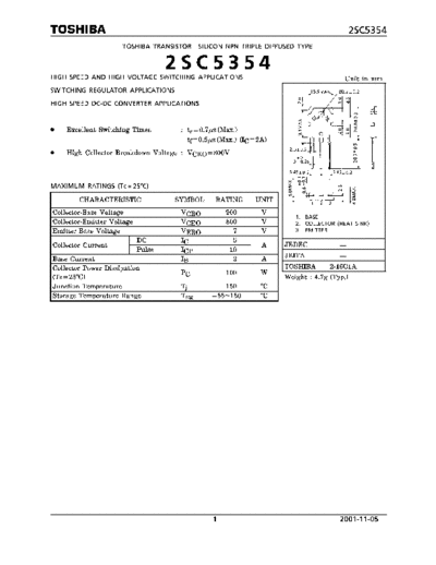 Toshiba 2sc5354  . Electronic Components Datasheets Active components Transistors Toshiba 2sc5354.pdf