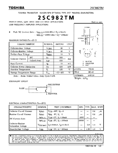 Toshiba 2sc982  . Electronic Components Datasheets Active components Transistors Toshiba 2sc982.pdf