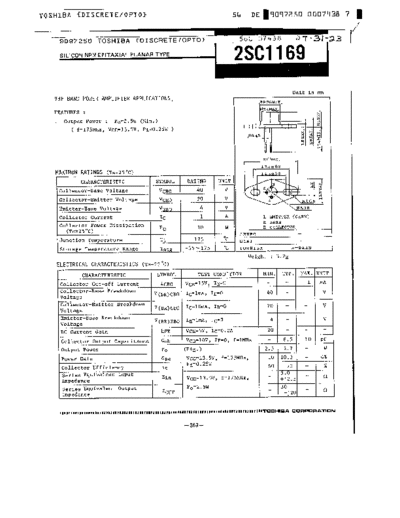 Toshiba 2sc1169  . Electronic Components Datasheets Active components Transistors Toshiba 2sc1169.pdf